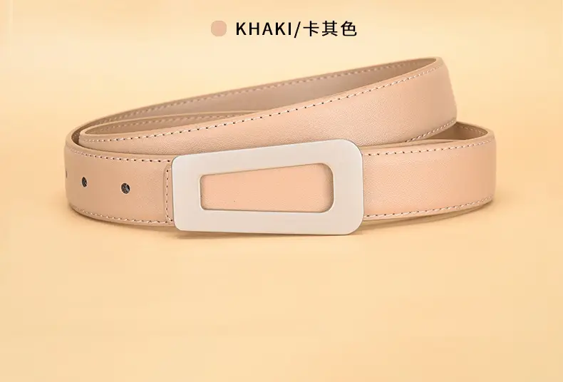 New Women's Black Leather Belt with White Case — feature 14