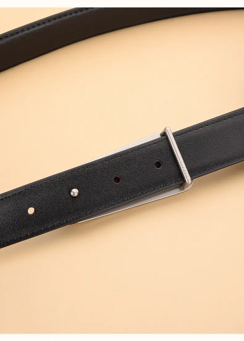 New Women's Black Leather Belt with White Case — feature 23