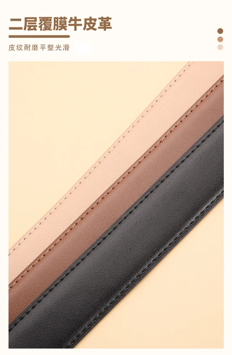 New Women's Black Leather Belt with White Case — feature 8