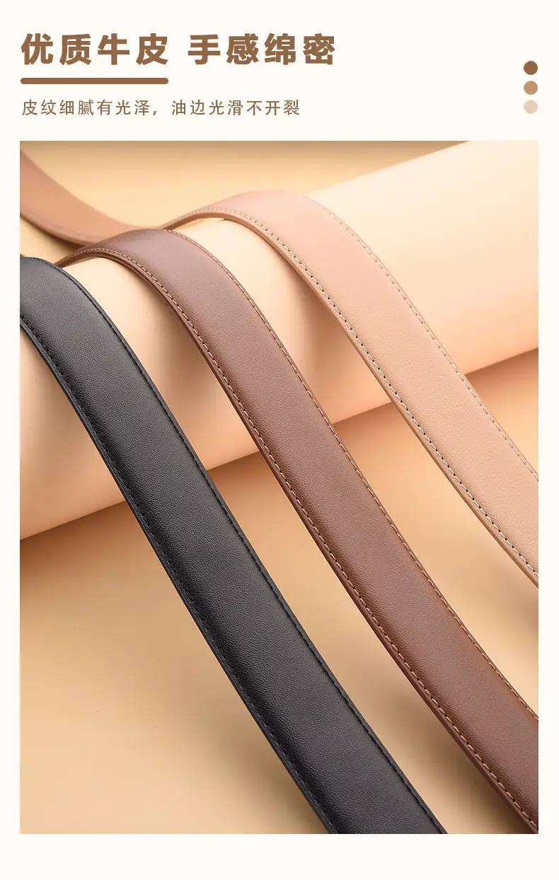 New Women's Black Leather Belt with White Case — feature 9