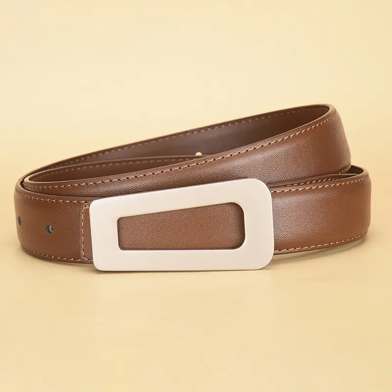 New Women's Black Leather Belt with White Case - Image 2