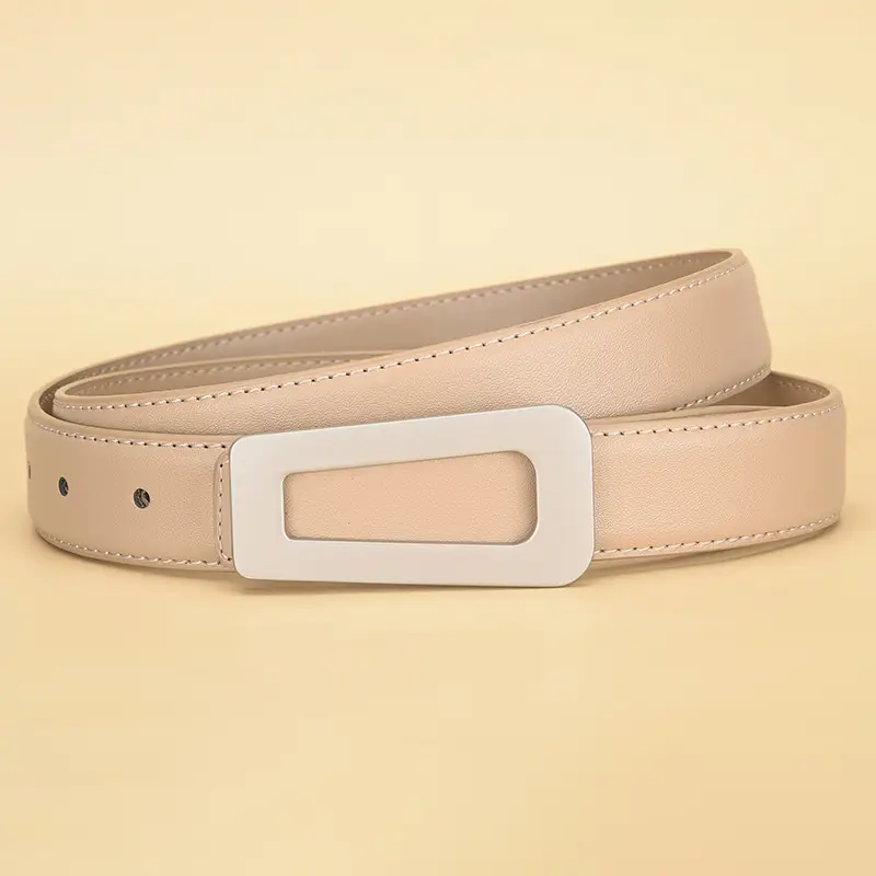 New Women's Black Leather Belt with White Case - Image 3