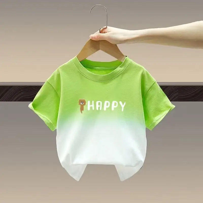 Boys Green Gradient T-Shirt 2025 Short Sleeve — feature 7