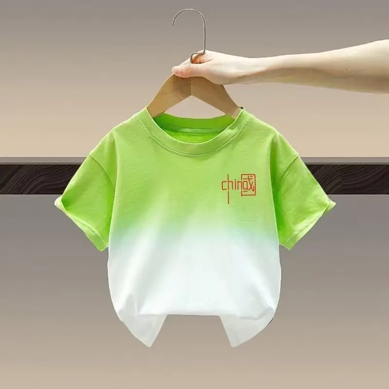 Boys Green Gradient T-Shirt 2025 Short Sleeve - Image 3