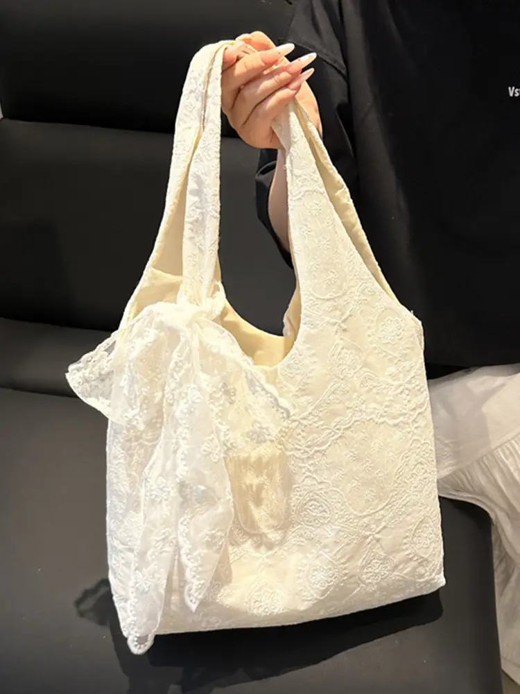 White Lace Shoulder Bag Large Capacity Women - Image 4