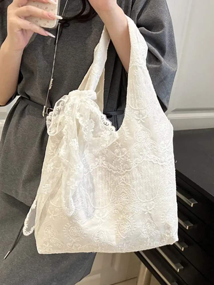 White Lace Shoulder Bag Large Capacity Women - Image 6