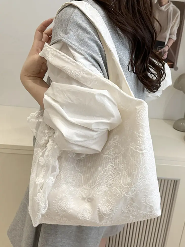 White Lace Shoulder Bag Large Capacity Women - Image 7