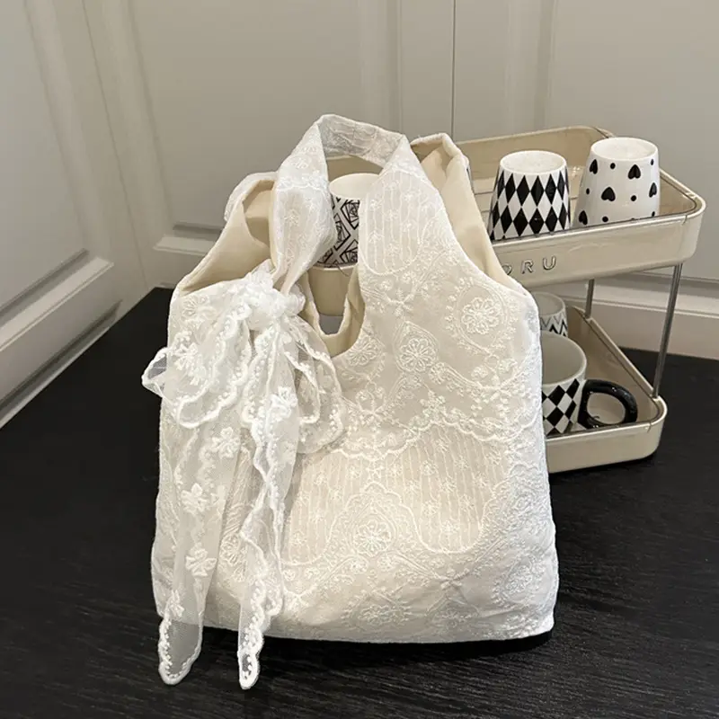 White Lace Shoulder Bag Large Capacity Women - Image 2