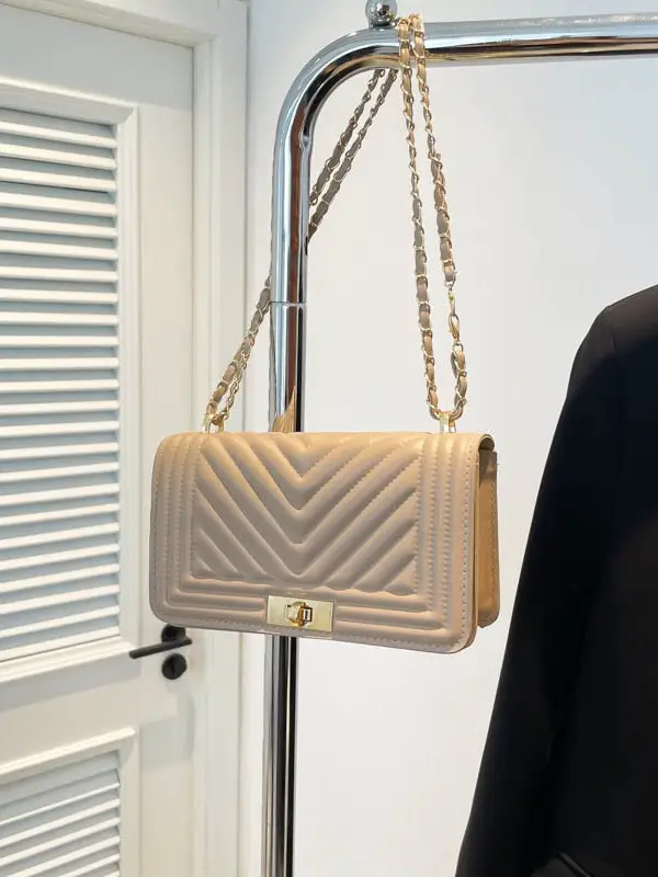 Korean Style Chain Crossbody Bag Beige Square Women's 2025 - Image 5