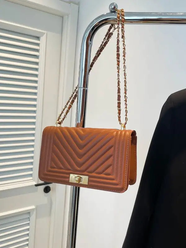 Korean Style Chain Crossbody Bag Beige Square Women's 2025 - Image 4