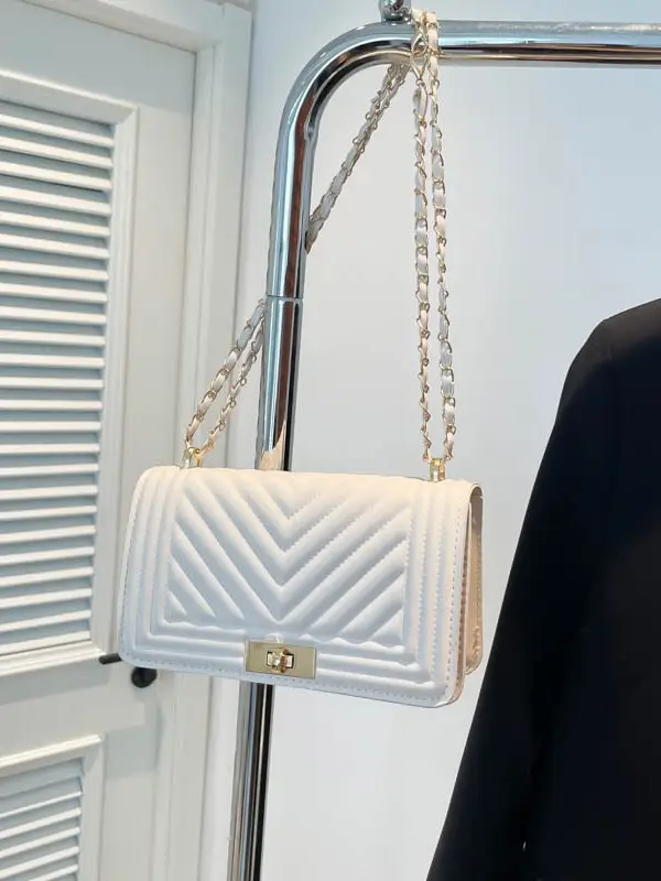 Korean Style Chain Crossbody Bag Beige Square Women's 2025 - Image 2