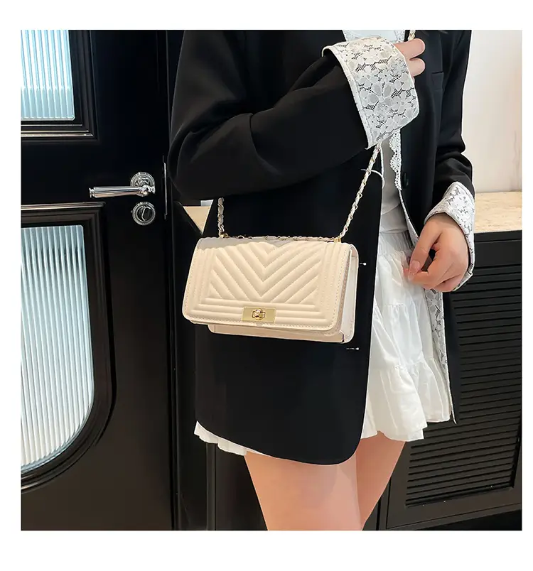 Korean Style Chain Crossbody Bag Beige Square Women's 2025 — feature 35