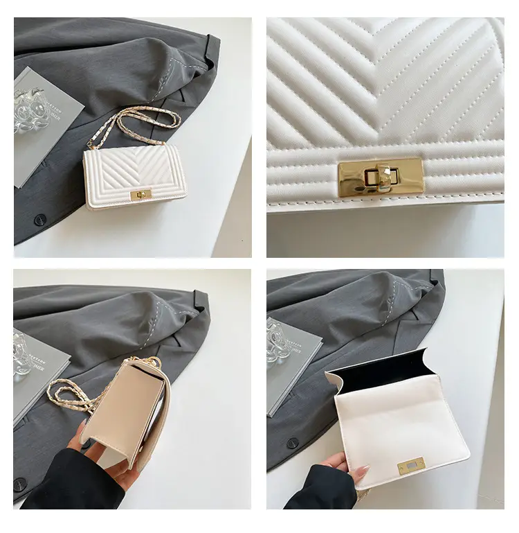 Korean Style Chain Crossbody Bag Beige Square Women's 2025 — feature 9