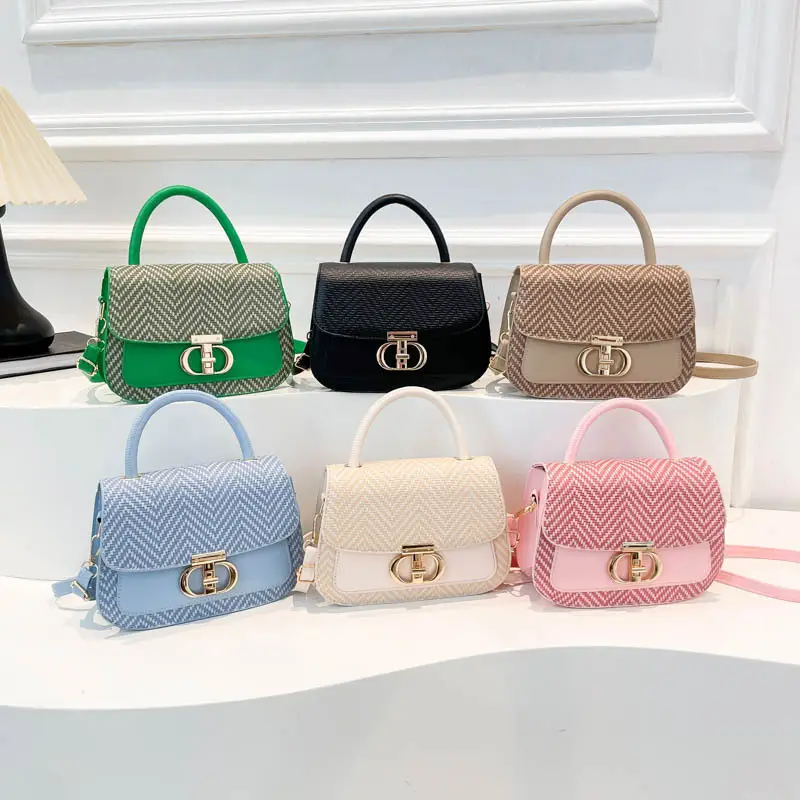 Green Patchwork Crossbody Bag with Lock Buckle 2025 - Image 10