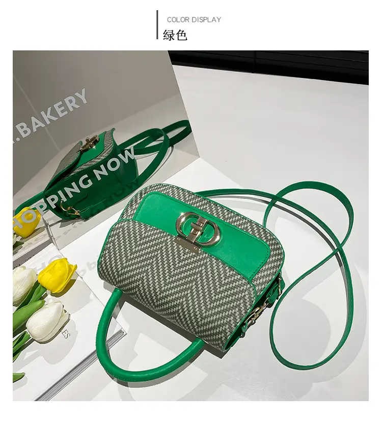 Green Patchwork Crossbody Bag with Lock Buckle 2025 — feature 20