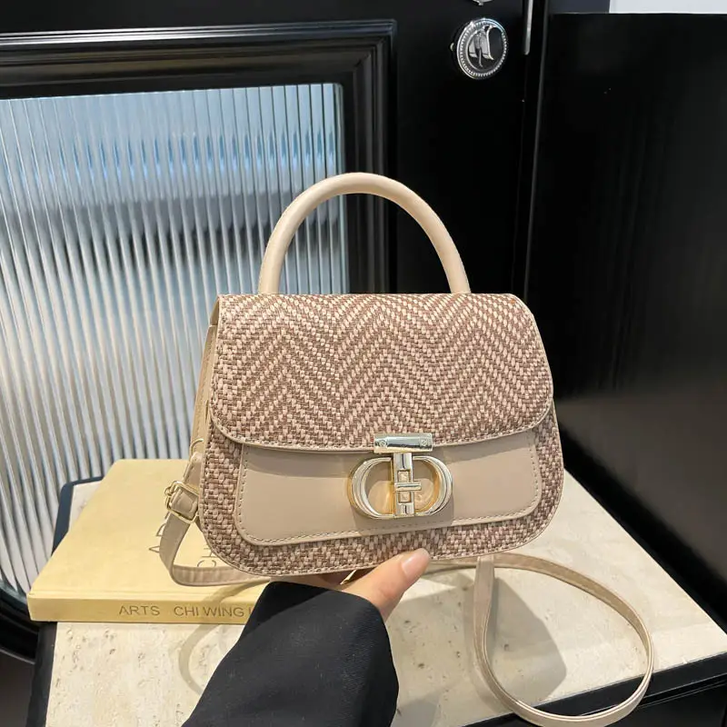 Green Patchwork Crossbody Bag with Lock Buckle 2025 - Image 2