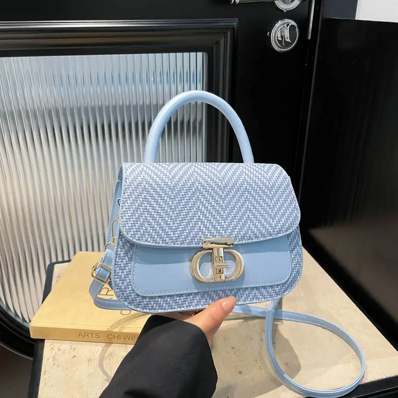 Green Patchwork Crossbody Bag with Lock Buckle 2025 - Image 4