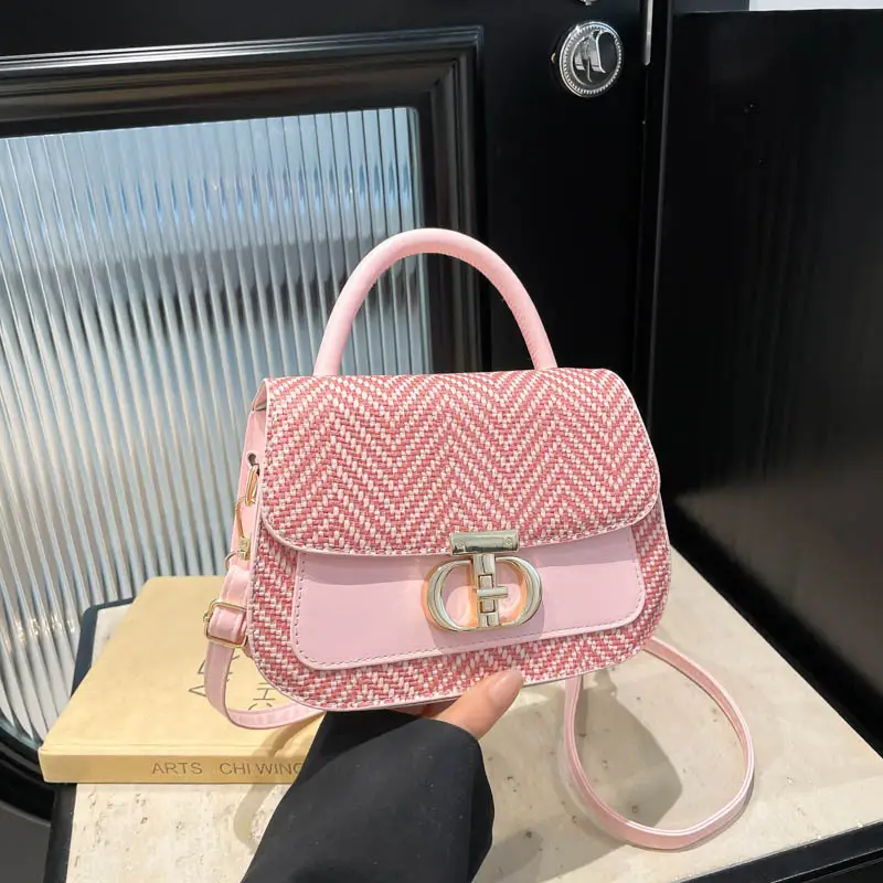 Green Patchwork Crossbody Bag with Lock Buckle 2025 - Image 6
