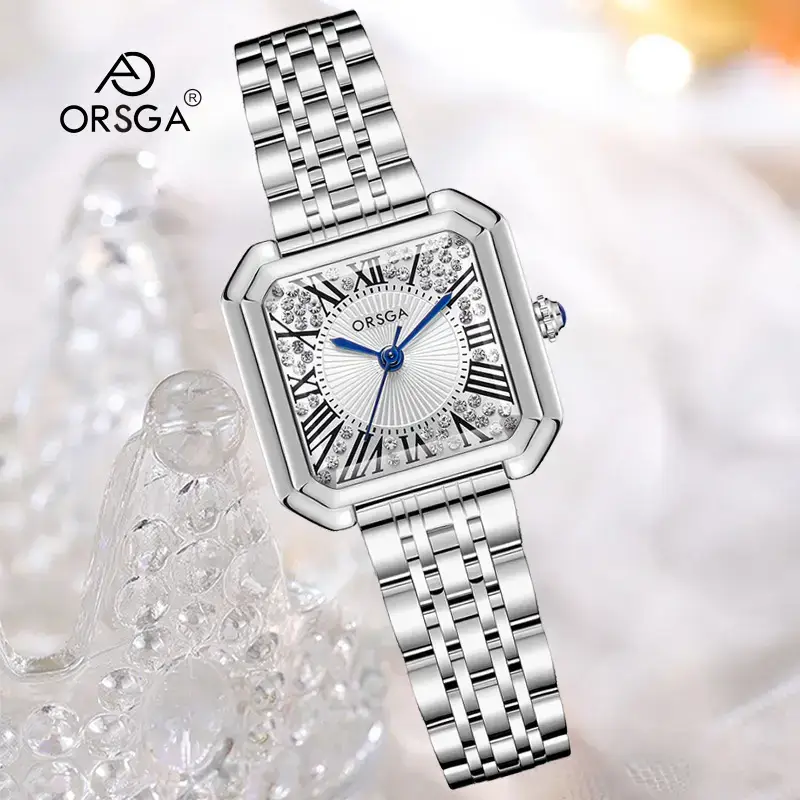 Orsga Square Diamond Women's Watch Gold Silver - Image 7