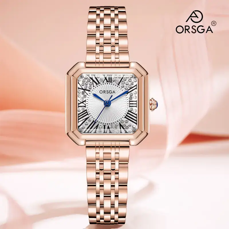 Orsga Square Diamond Women's Watch Gold Silver - Image 8