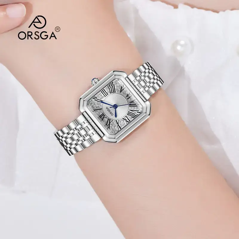 Orsga Square Diamond Women's Watch Gold Silver - Image 9