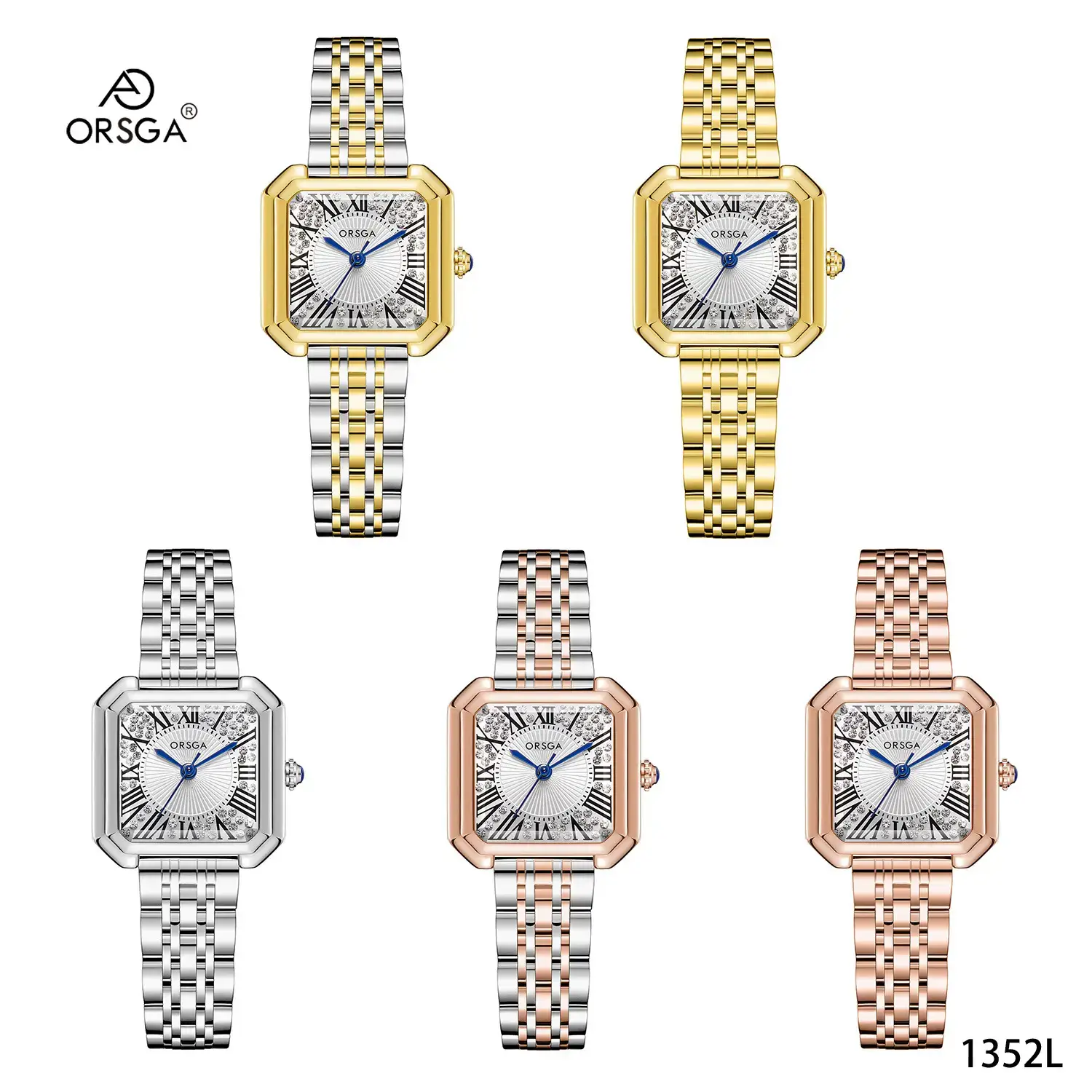 Orsga Square Diamond Women's Watch Gold Silver - Image 10