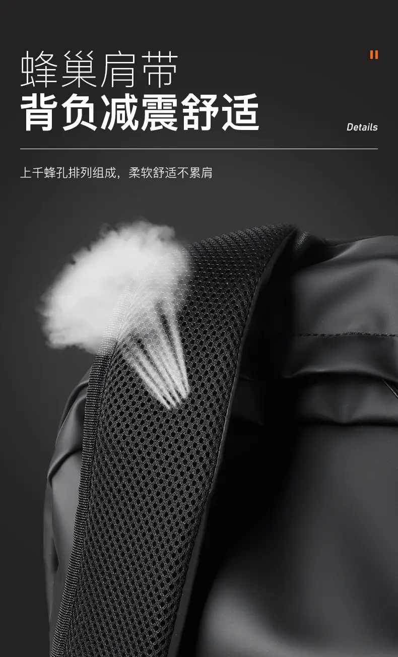 Cross-Border Backpack Men's Casual Waterproof Simple Business Commuting Large-Capacity Business Trip Laptop Bag — feature 10