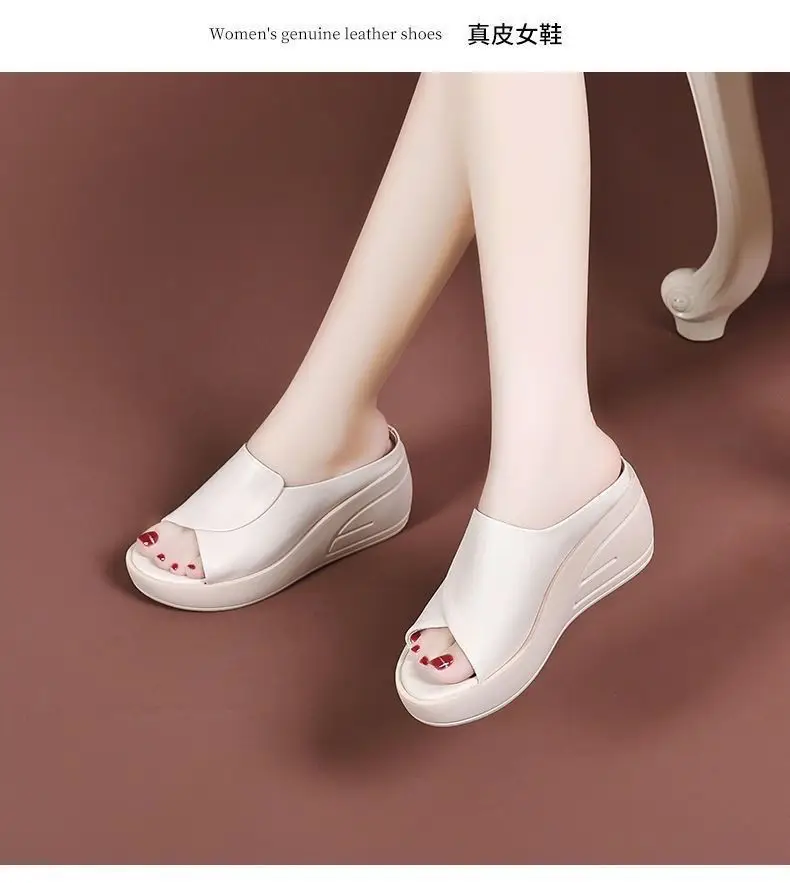 Cross-Border New Style Genuine Soft Leather Non-Slip Wear-Resistant Mom Slippers Women's Summer 2025 Waterproof Platform Thick-Soled Fashionable Outer Sandals — feature 16