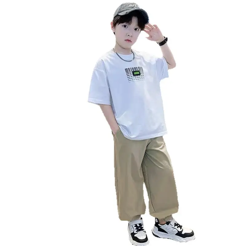 Boys Printed T-Shirt Set Summer 2026 Loose Casual Cool Student Wear - Image 7