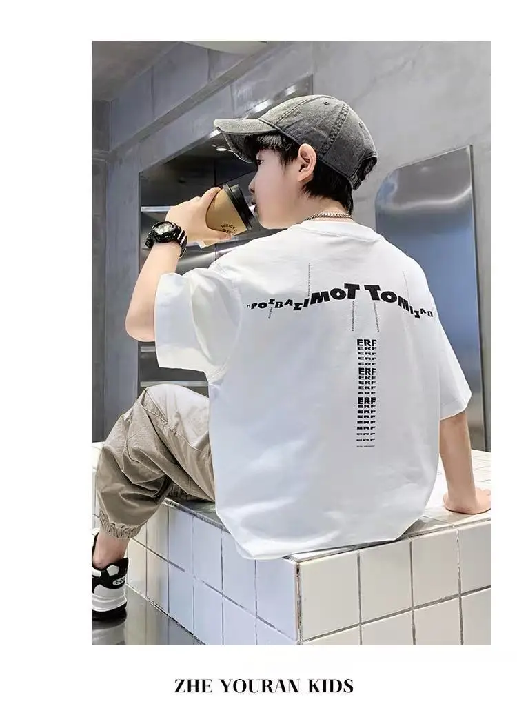 Boys Printed T-Shirt Set Summer 2026 Loose Casual Cool Student Wear — feature 2