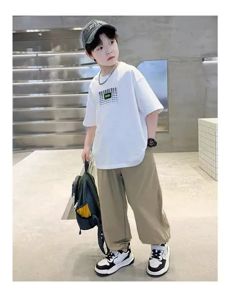 Boys Printed T-Shirt Set Summer 2026 Loose Casual Cool Student Wear — feature 3