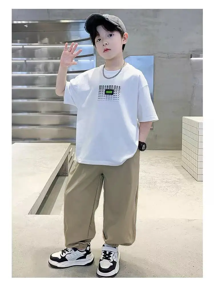 Boys Printed T-Shirt Set Summer 2026 Loose Casual Cool Student Wear — feature 4