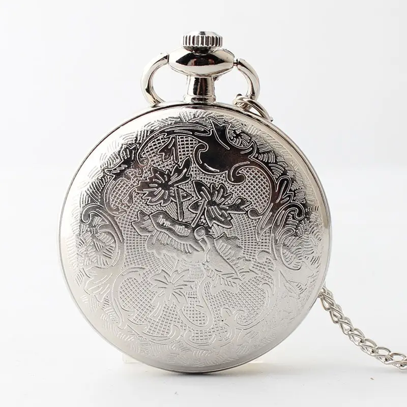 Quartz Pocket Watch Black Open Face for Men Women - Image 4
