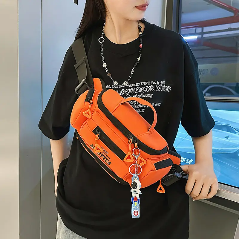 Men's Orange Crossbody Bag with Water Repellent Design