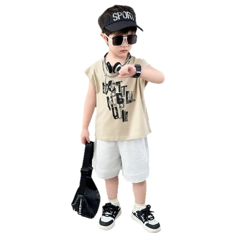 Kids Summer T-Shirt Set Sleeveless Vest & Shorts Two-Piece Set - Image 5