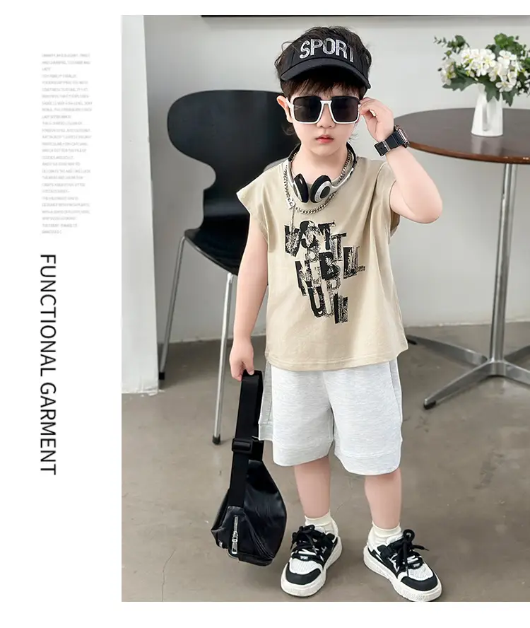 Kids Summer T-Shirt Set Sleeveless Vest & Shorts Two-Piece Set — feature 12
