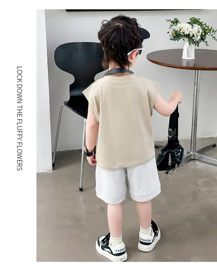 Kids Summer T-Shirt Set Sleeveless Vest & Shorts Two-Piece Set — feature 14