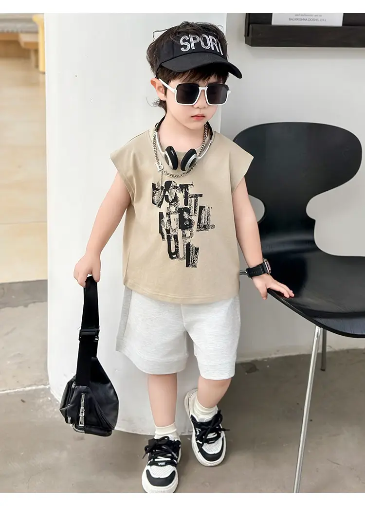 Kids Summer T-Shirt Set Sleeveless Vest & Shorts Two-Piece Set — feature 15