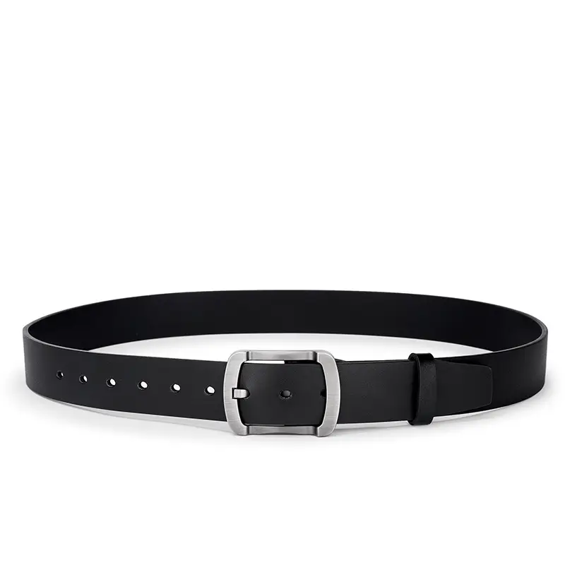 Men's Leather Belt with Pin Buckle Black Brown