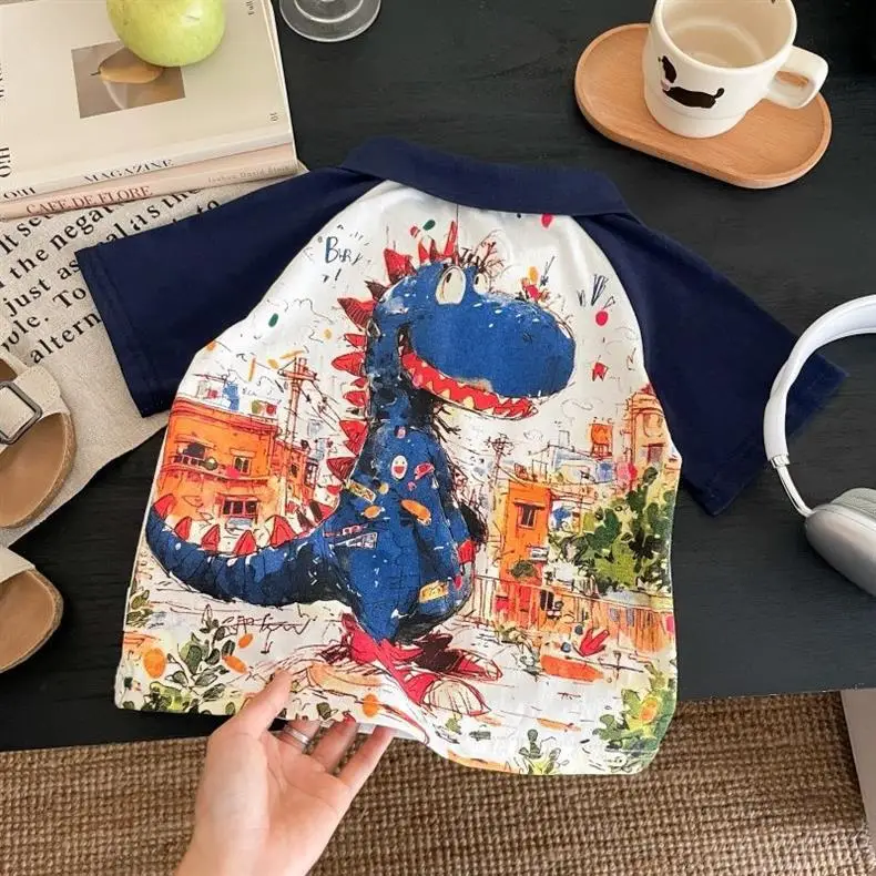Boys Cartoon Dinosaur Short Sleeve T-Shirt — feature 11