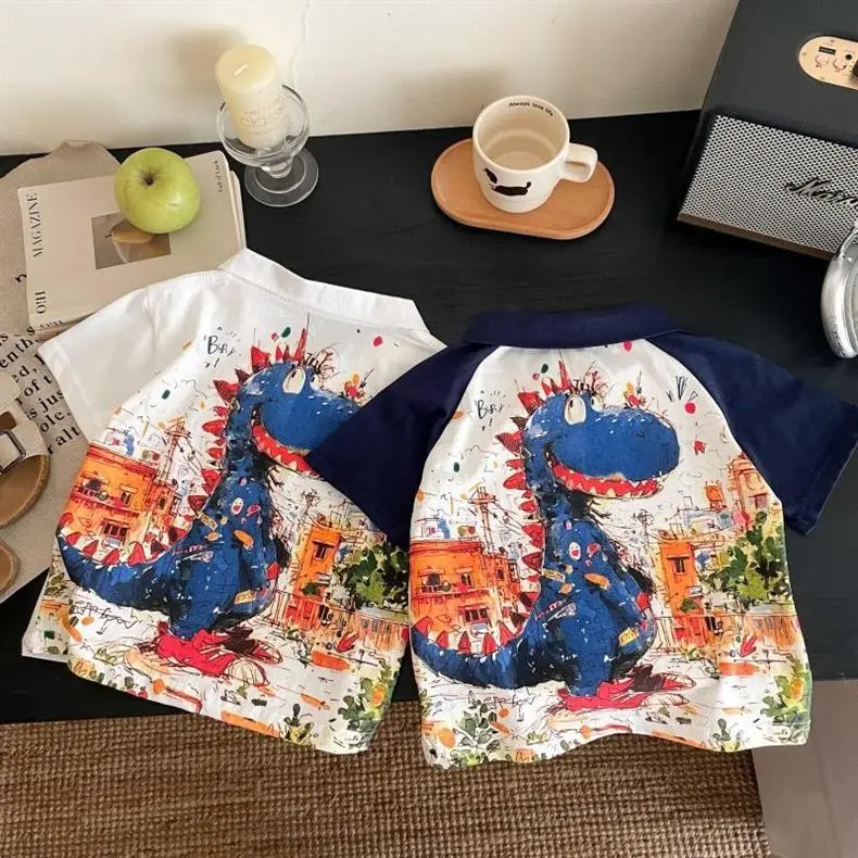 Boys Cartoon Dinosaur Short Sleeve T-Shirt — feature 3