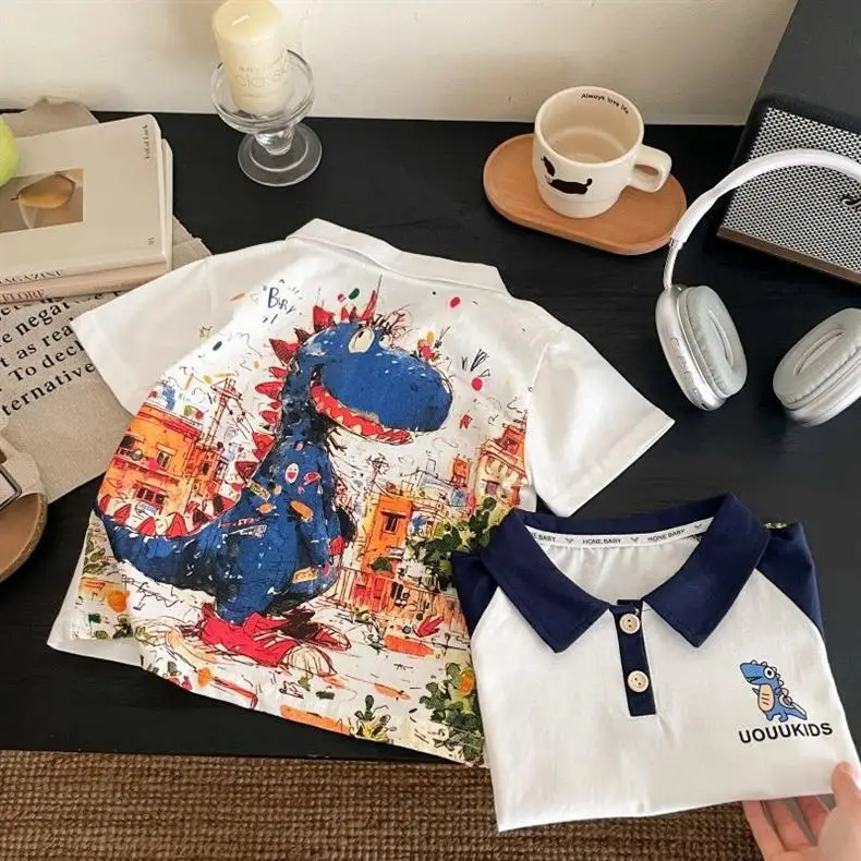 Boys Cartoon Dinosaur Short Sleeve T-Shirt — feature 6