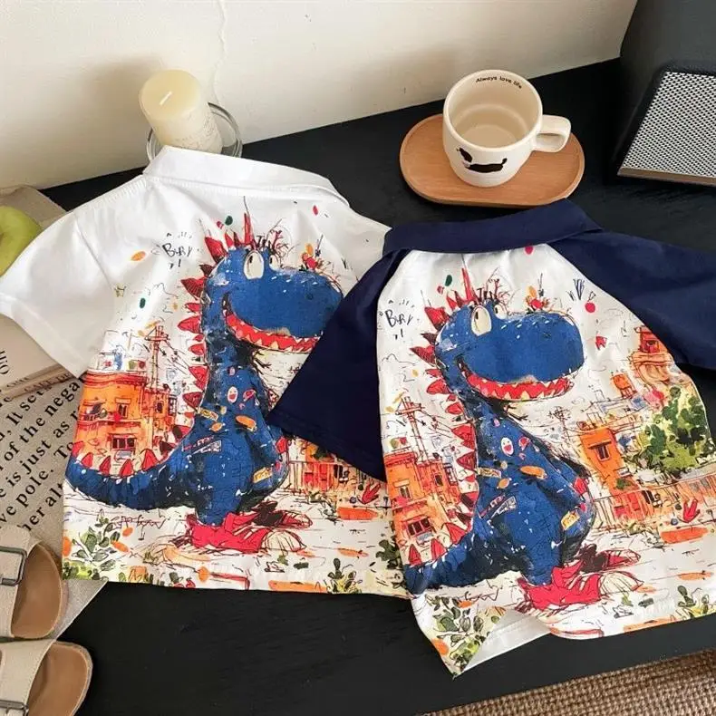 Boys Cartoon Dinosaur Short Sleeve T-Shirt — feature 9