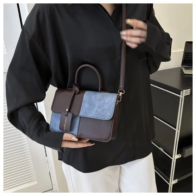 Women's Blue White Stitched Shoulder Messenger Bag — feature 15