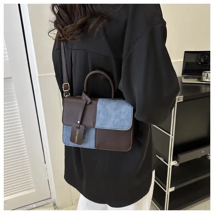 Women's Blue White Stitched Shoulder Messenger Bag — feature 16