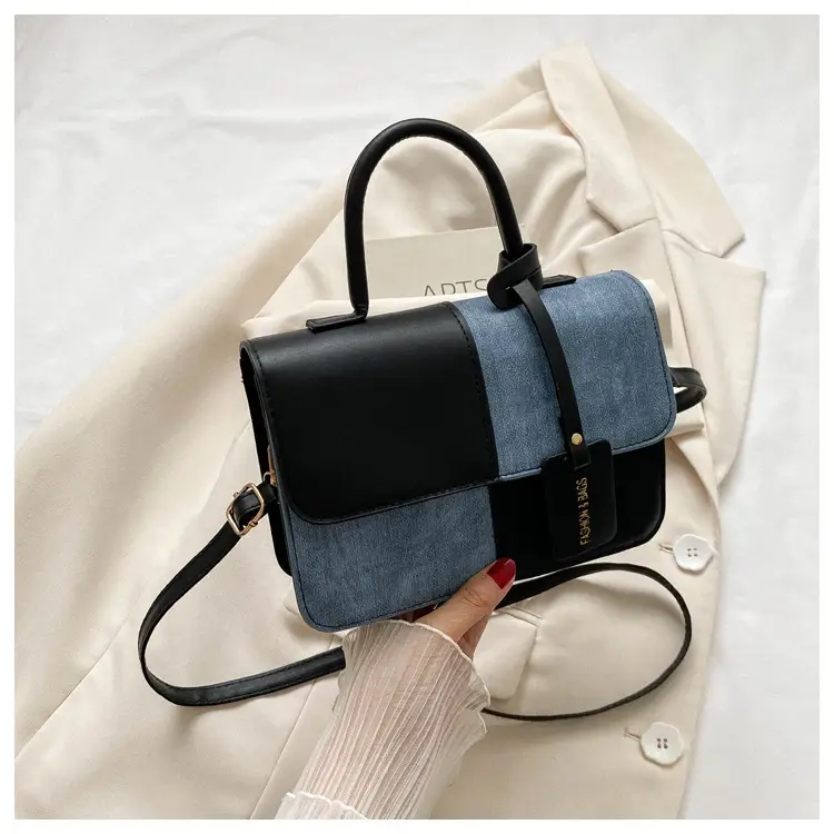Women's Blue White Stitched Shoulder Messenger Bag — feature 21