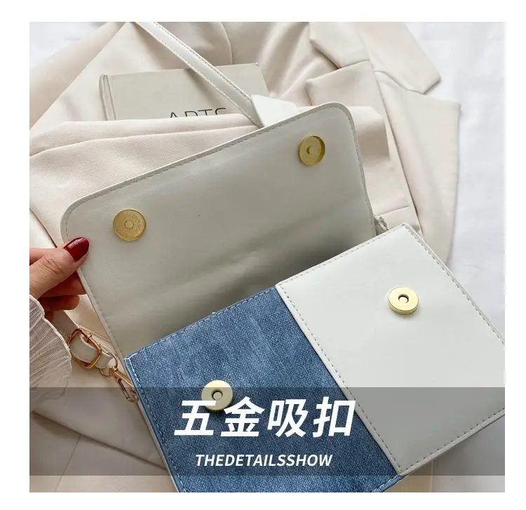 Women's Blue White Stitched Shoulder Messenger Bag — feature 5