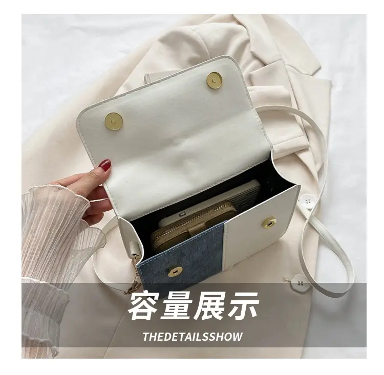 Women's Blue White Stitched Shoulder Messenger Bag — feature 6