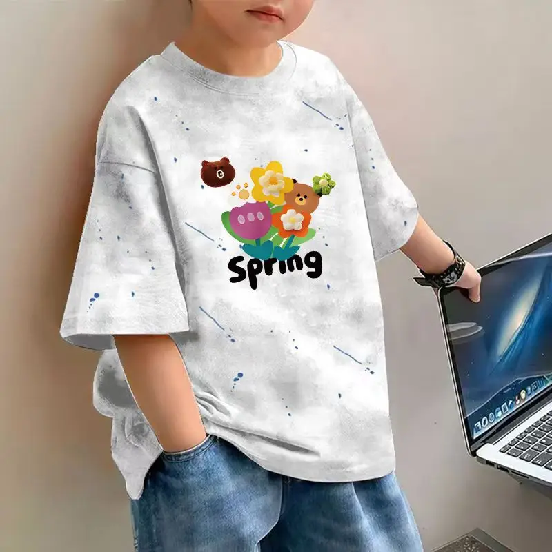 Boys Cotton Printed T-Shirt Spring Design Loose Fit - Image 13