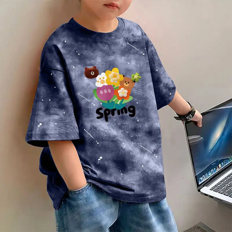 Boys Cotton Printed T-Shirt Spring Design Loose Fit - Image 14
